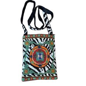 Christiana Womens Beaded Abstract Handmade Crossbody Bag‎ Multicolor